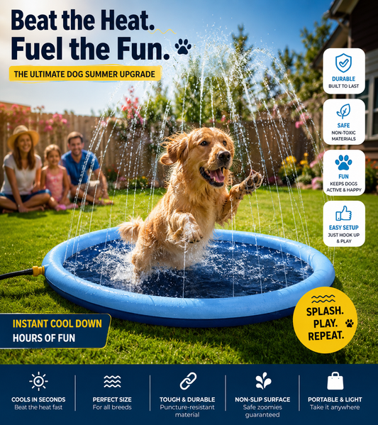 Dog Splash Pad for Large & Small Dogs | Summer Cooling Sprinkler Pool