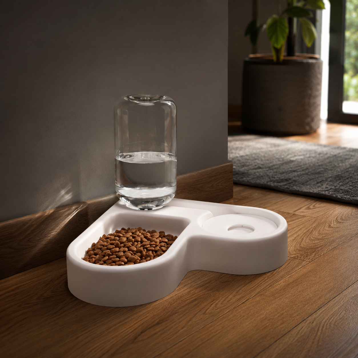 Automatic Pet Water Fountain & Food Bowl for Cats & Dogs | Gravity-Fed Fresh Water Dispenser Feeding Station
